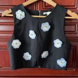 Black Flower Crop Top
